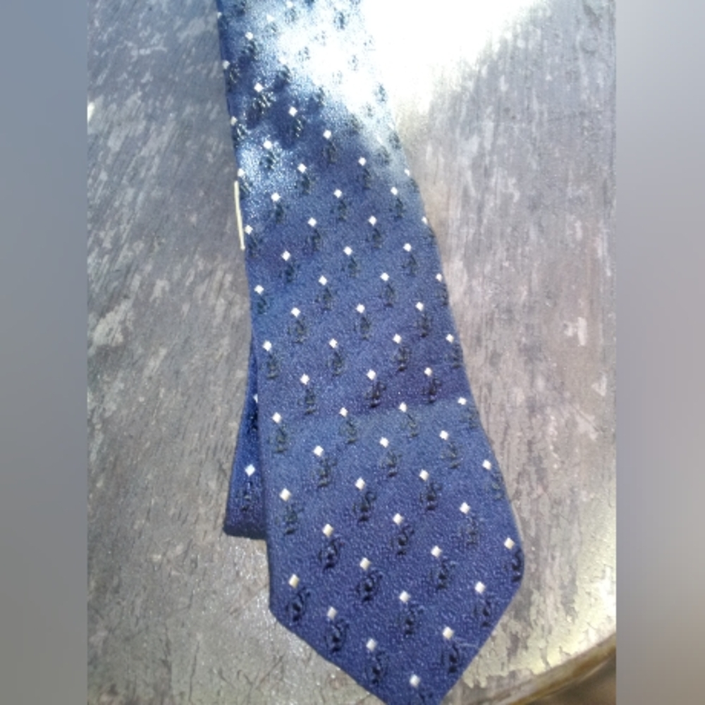 Vintage Beau Brummell  Blue Skinny Polka Dot Tie - Picture 7 of 16